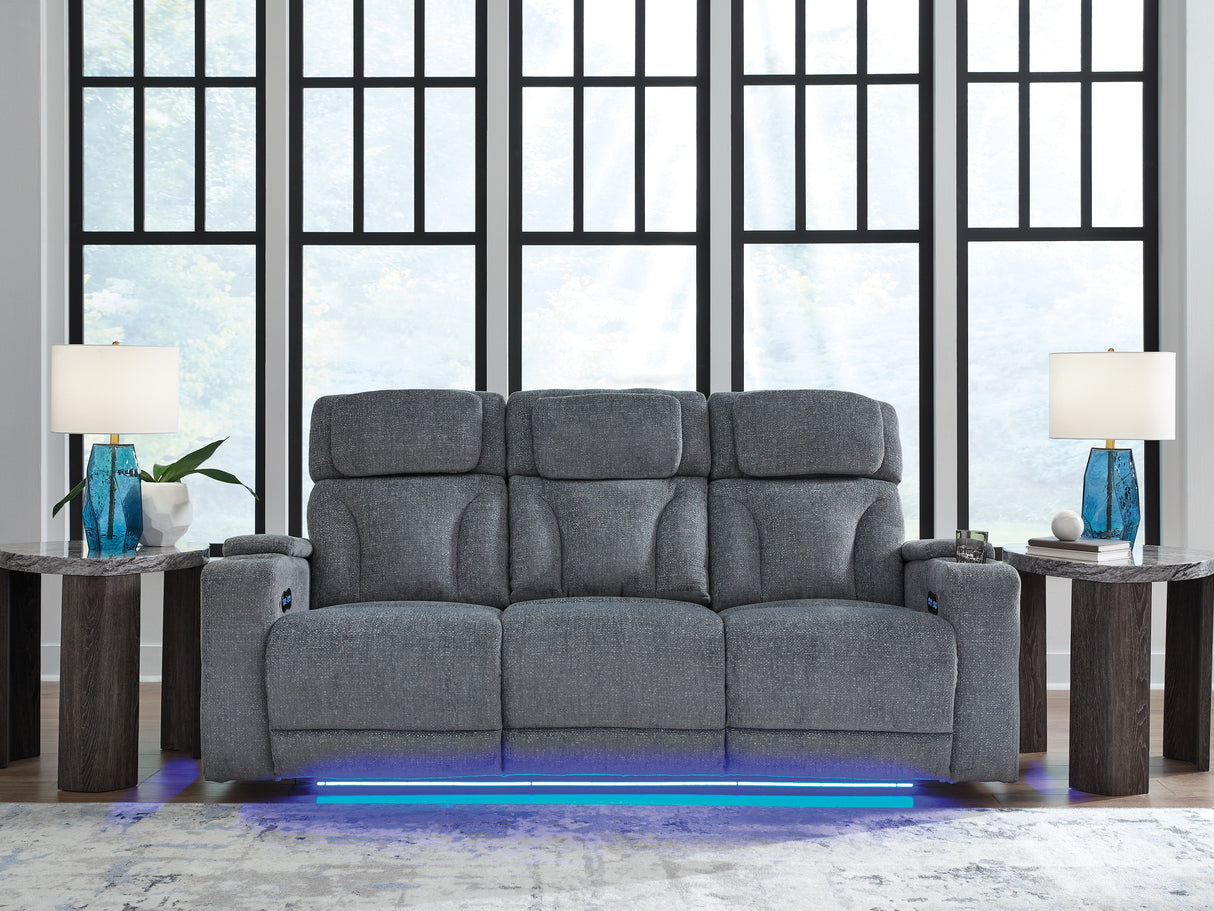 Mega Furniture - Ashley Furniture - Studio Cave Living Room - PWR REC Sofa with ADJ Headrest / Steel - PC4980215