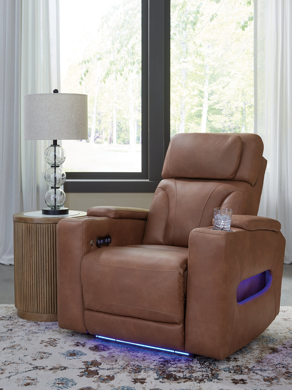Mega Furniture - Ashley Furniture - Clean-Slate Living Room - PWR Recliner/ADJ Headrest / Caramel - PC5010113