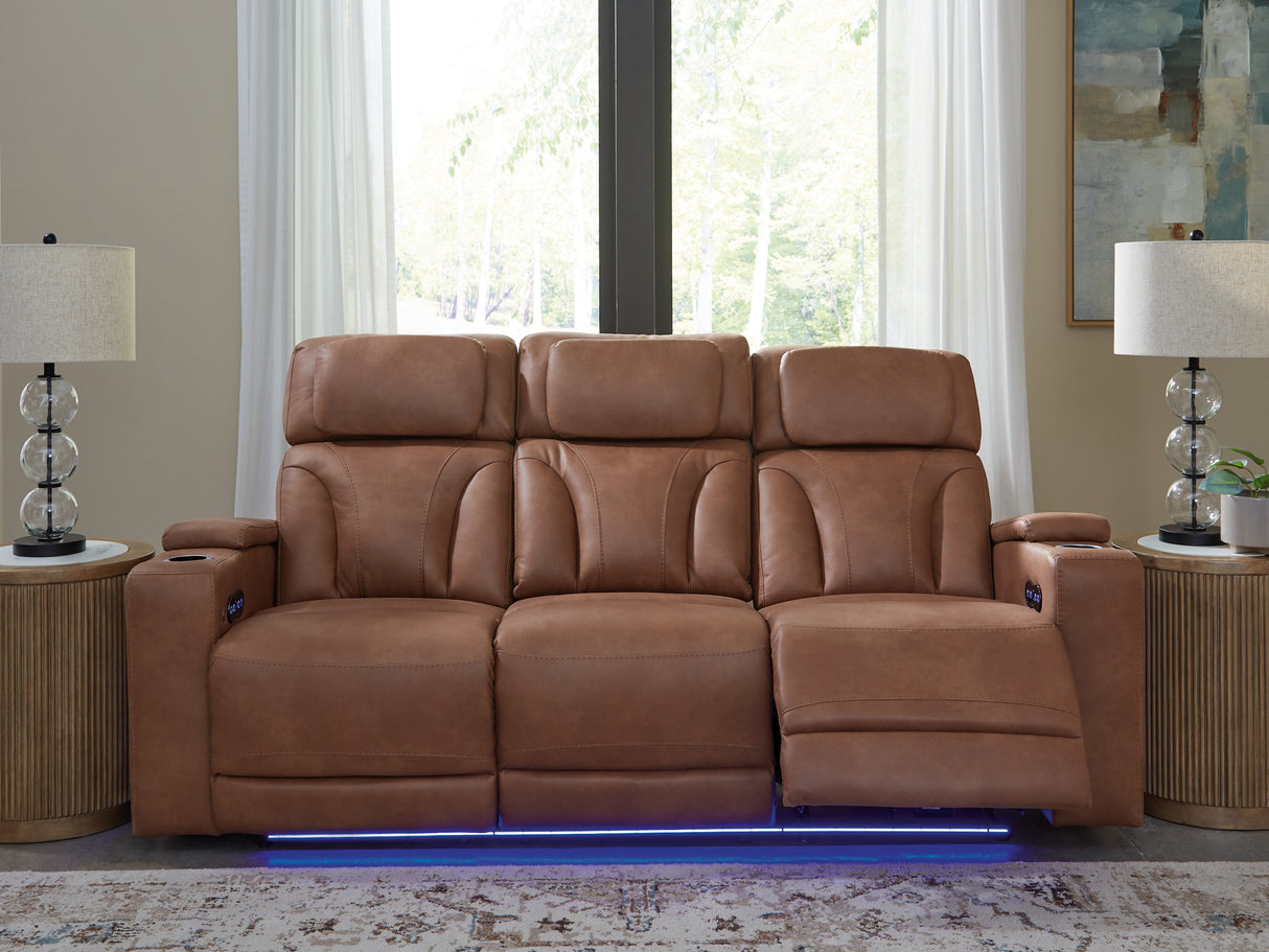 Mega Furniture - Ashley Furniture - Clean-Slate Living Room - PWR REC Sofa with ADJ Headrest / Caramel - PC5010115