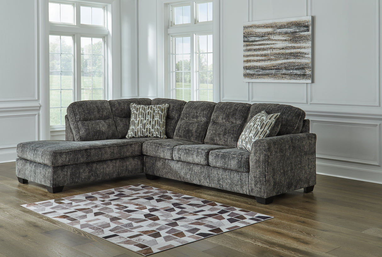 Mega Furniture - Ashley Furniture - Lonoke Sectional - LAF 2-Piece Sectional with Chaise / Gunmetal - 50504S2