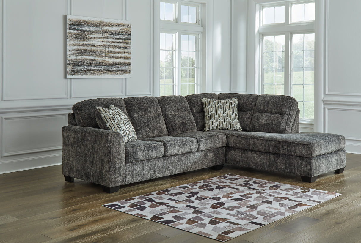 Mega Furniture - Ashley Furniture - Lonoke Sectional - LAF 2-Piece Sectional with Chaise / Gunmetal - 50504S2