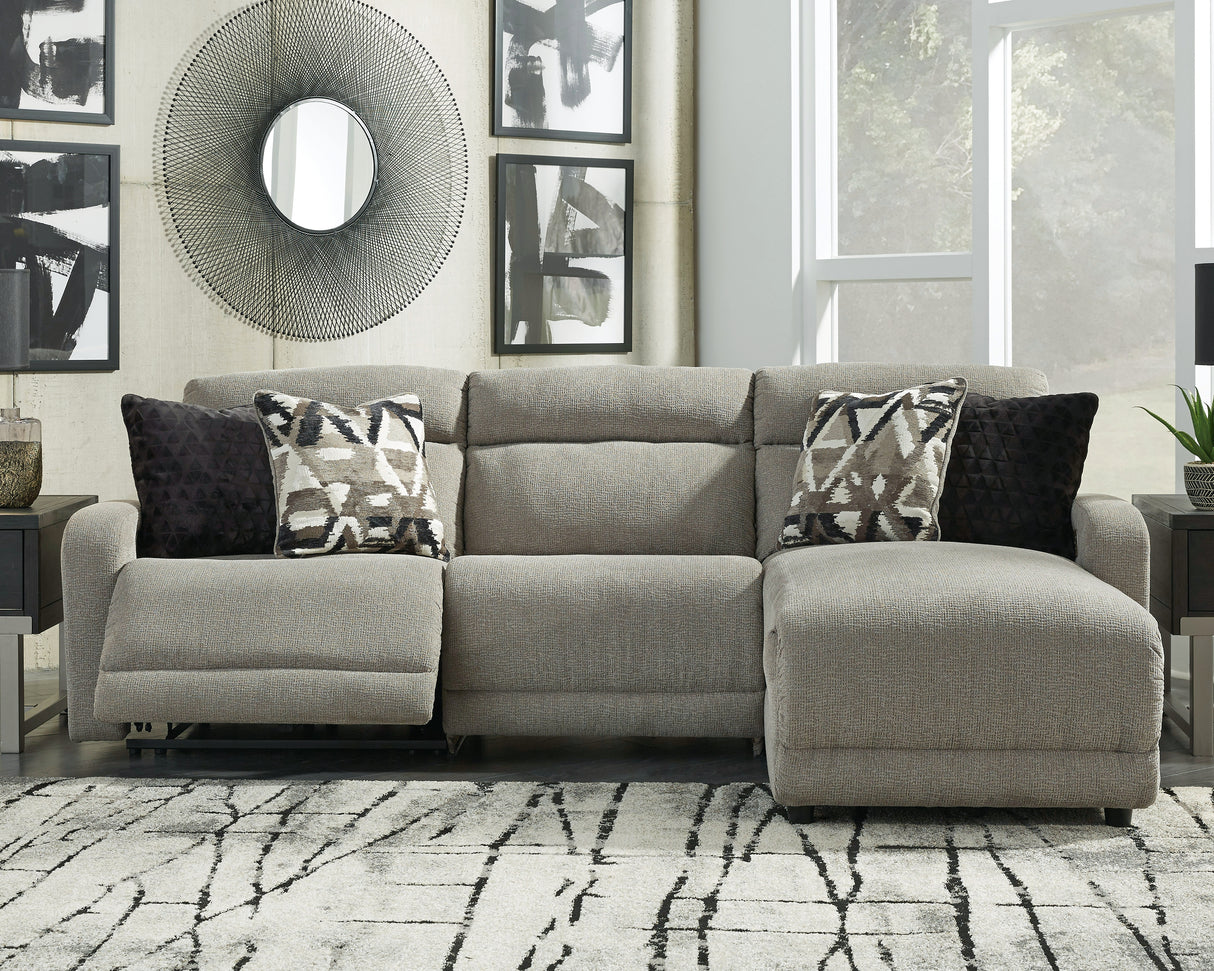 Mega Furniture - Ashley Furniture - Colleyville Sectional - 7-Piece Power Reclining Sectional with Chaise / Stone - 54405S32