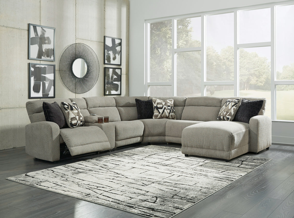 Mega Furniture - Ashley Furniture - Colleyville Sectional - 6-Piece Power Reclining Sectional with Chaise / Stone - 54405S12