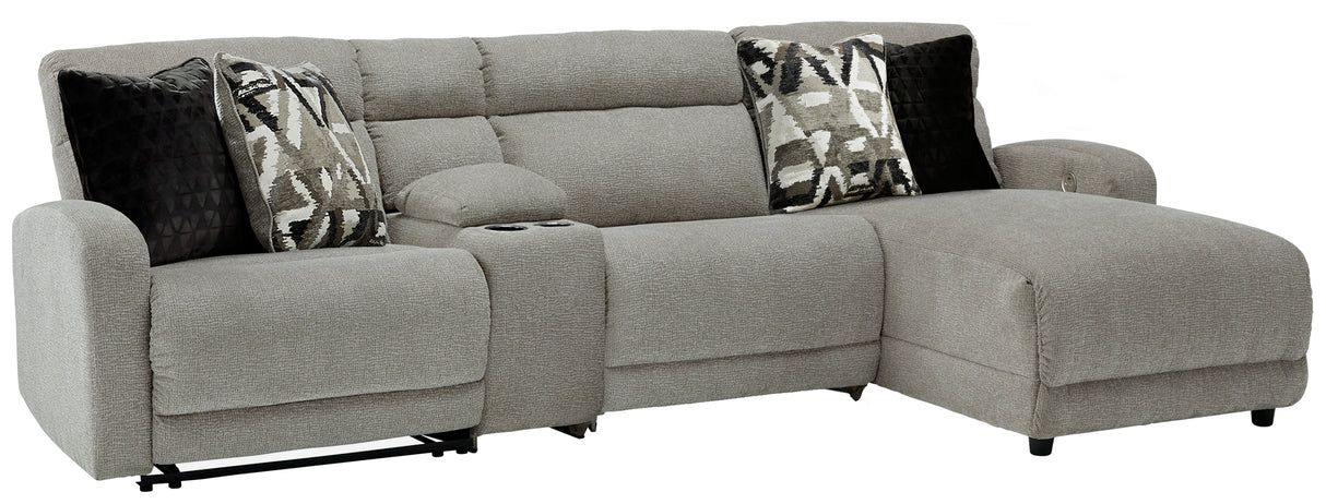 Mega Furniture - Ashley Furniture - Colleyville Sectional - 4-Piece Power Reclining Sectional with Chaise / Stone - 54405S3