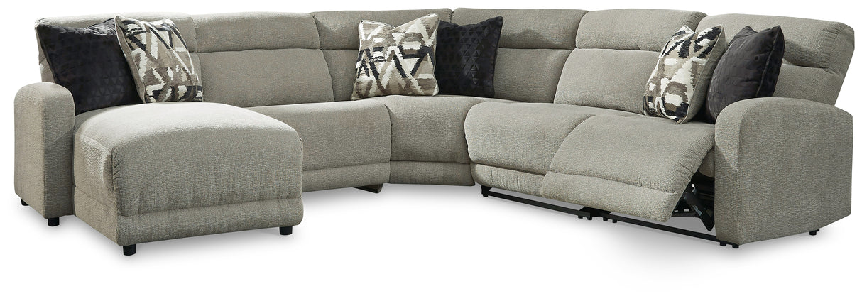 Mega Furniture - Ashley Furniture - Colleyville Sectional - 5-Piece Power Reclining Sectional with Chaise / Stone - 54405S11