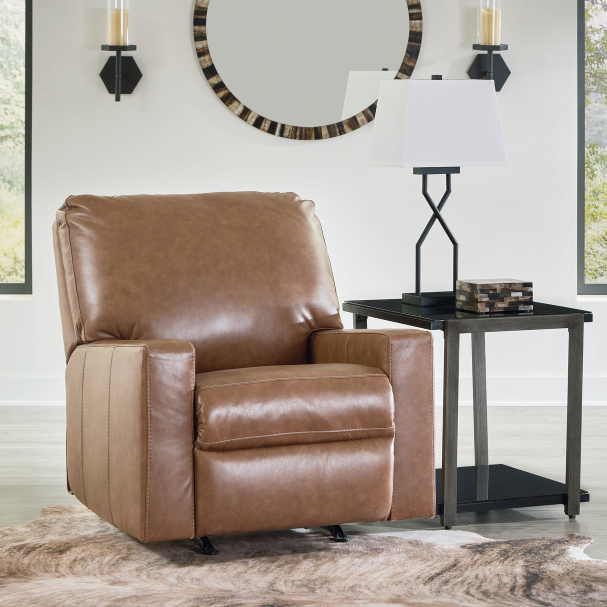 Mega Furniture - Ashley Furniture - Bolsena Living Room - Rocker Recliner / Caramel - 5560325