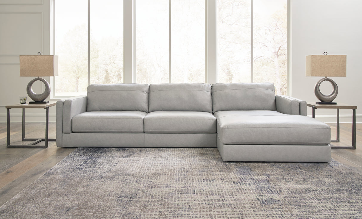 Mega Furniture - Ashley Furniture - Amiata Sectional - LAF 2-Piece Sectional with Chaise / Glacier - 57404S2