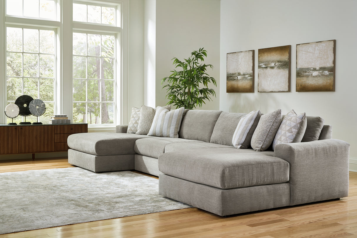 Mega Furniture - Ashley Furniture - Avaliyah Sectional - RAF 4-Piece Double Chaise Sectional / Ash - 58103S11