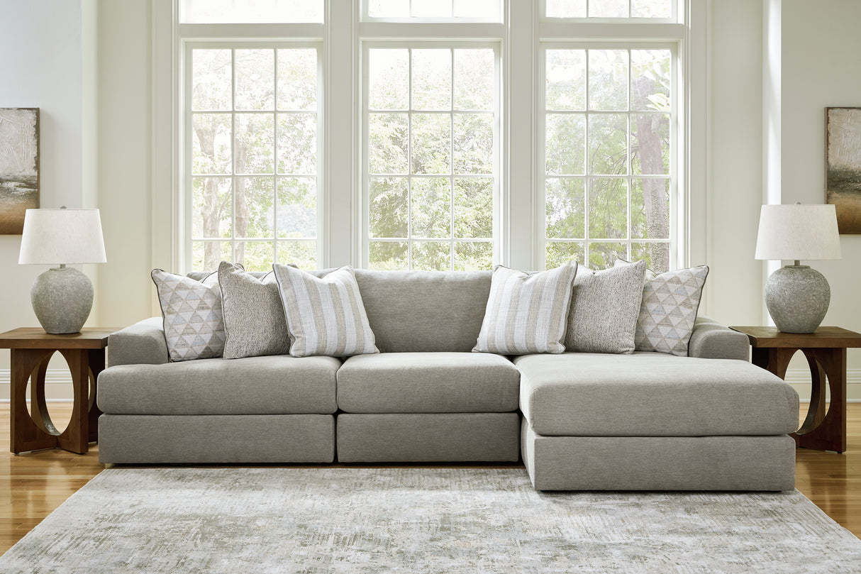Mega Furniture - Ashley Furniture - Avaliyah Sectional - RAF 3-Piece Sectional with Chaise / Ash - 58103S4