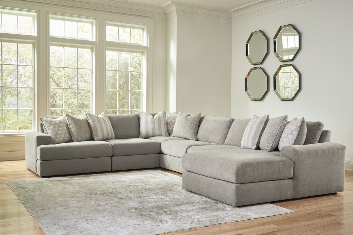 Mega Furniture - Ashley Furniture - Avaliyah Sectional - RAF 6-Piece Sectional with Chaise / Ash - 58103S12