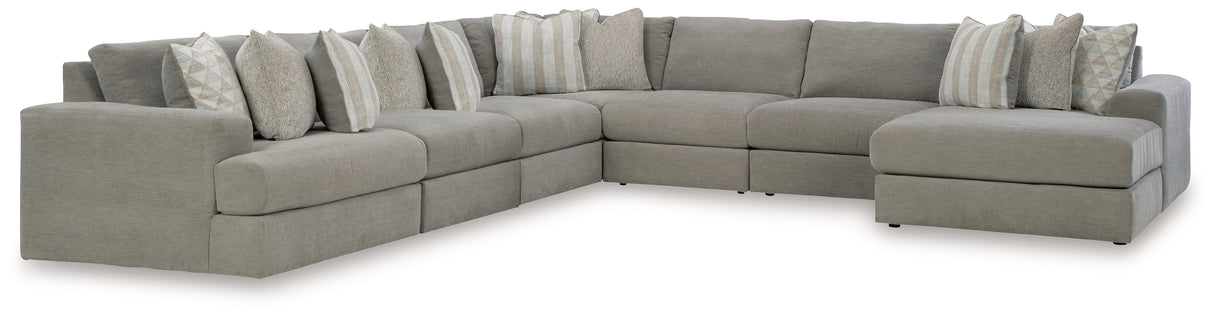 Mega Furniture - Ashley Furniture - Avaliyah Sectional - RAF 7-Piece Sectional with Chaise / Ash - 58103S10