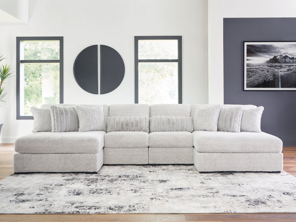 Mega Furniture - Ashley Furniture - Cuddle Plush Sectional - 4-Piece Sectional with Chaise / Arctic - PC59106S4