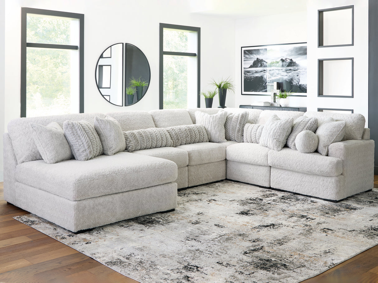 Mega Furniture - Ashley Furniture - Cuddle Plush Sectional - 6-Piece Sectional with Chaise / Arctic - PC59106S8