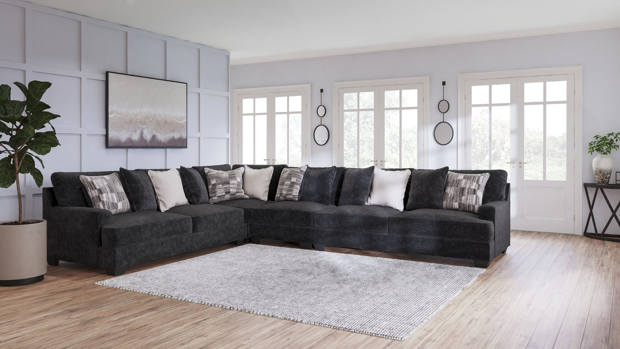 Mega Furniture - Ashley Furniture - Lavernett Sectional - LAF 4-Piece Sectional / Charcoal - 59603S2