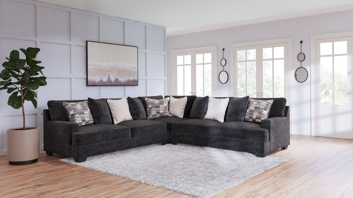 Mega Furniture - Ashley Furniture - Lavernett Sectional - LAF 4-Piece Sectional / Charcoal - 59603S2