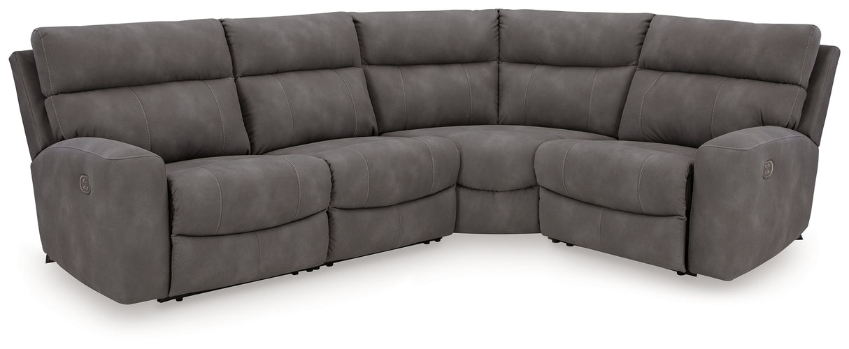 Mega Furniture - Ashley Furniture - Next-Gen DuraPella Sectional - 4-Piece Power Reclining Sectional / Slate - 61003S4