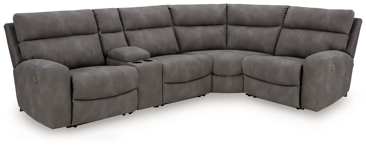 Mega Furniture - Ashley Furniture - Next-Gen DuraPella Sectional - 5-Piece Power Reclining Sectional / Slate - 61003S5