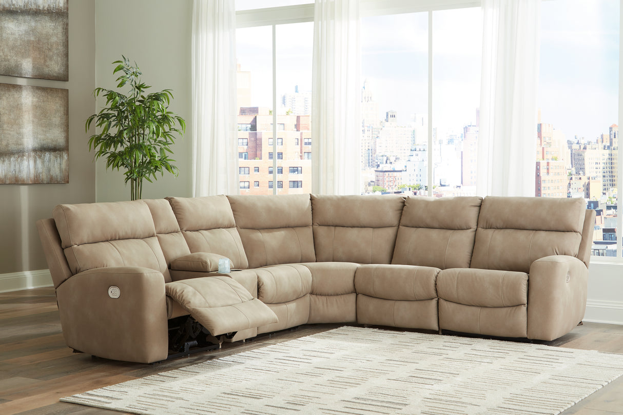 Mega Furniture - Ashley Furniture - Next-Gen DuraPella Sectional - 6-Piece Power Reclining Sectional / Sand - 61004S7