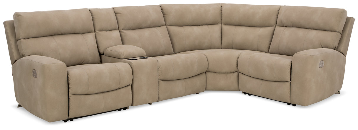 Mega Furniture - Ashley Furniture - Next-Gen DuraPella Sectional - 5-Piece Power Reclining Sectional / Sand - 61004S5