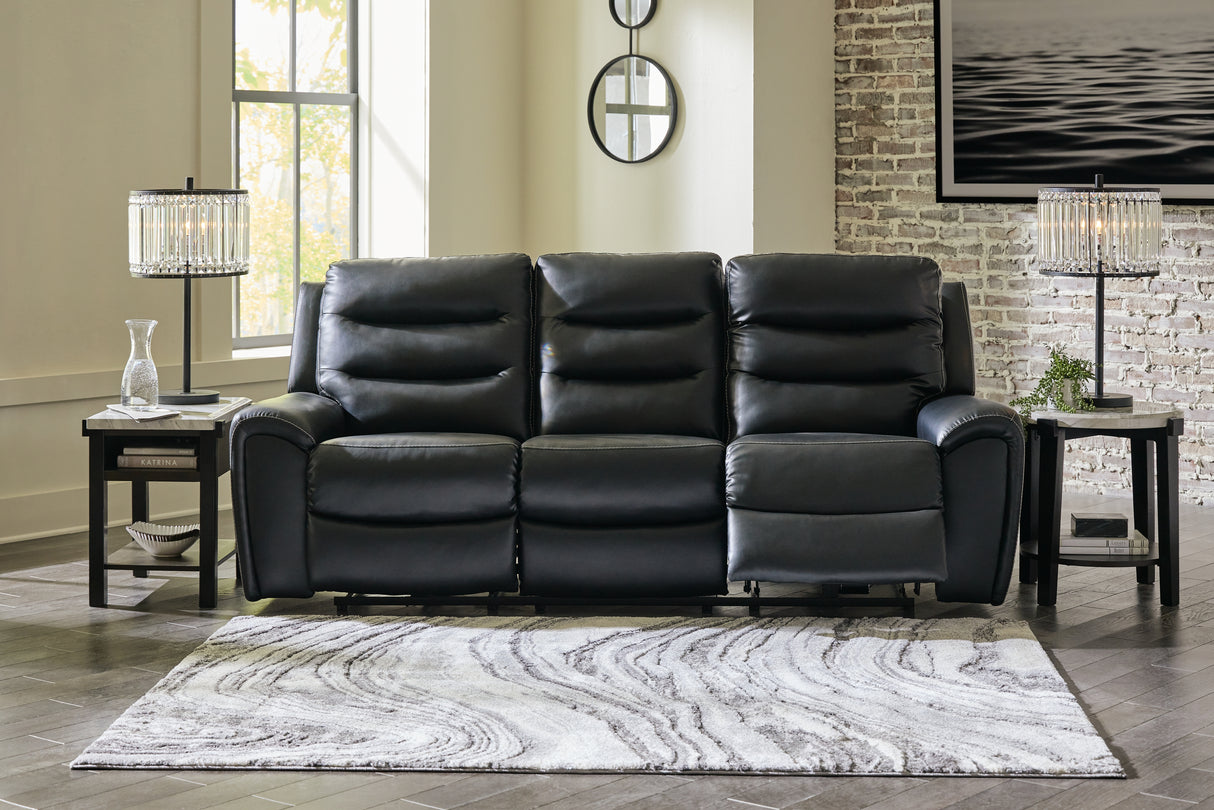 Mega Furniture - Ashley Furniture - Warlin Living Room - PWR REC Sofa with ADJ Headrest / Black - 6110515