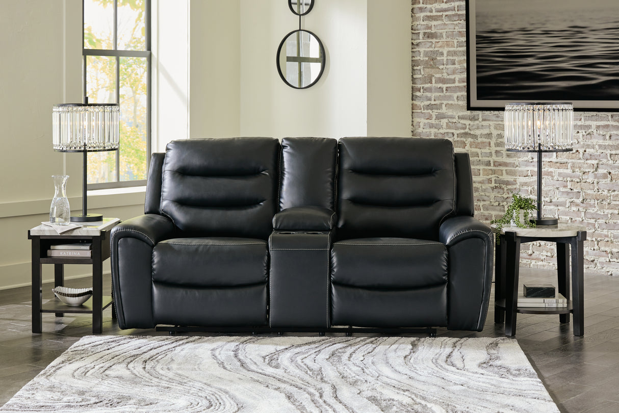 Mega Furniture - Ashley Furniture - Warlin Living Room - PWR REC Loveseat/CON/ADJ HDRST / Black - 6110518