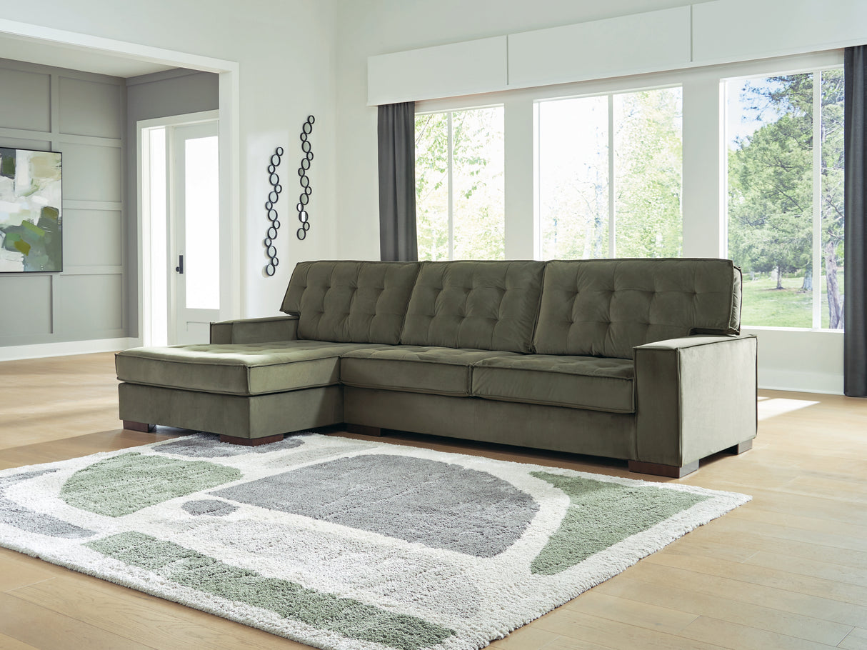 Mega Furniture - Ashley Furniture - Caspian-Town Sectional - RAF 2-Piece Sectional with Chaise / Olive - PC61702S1