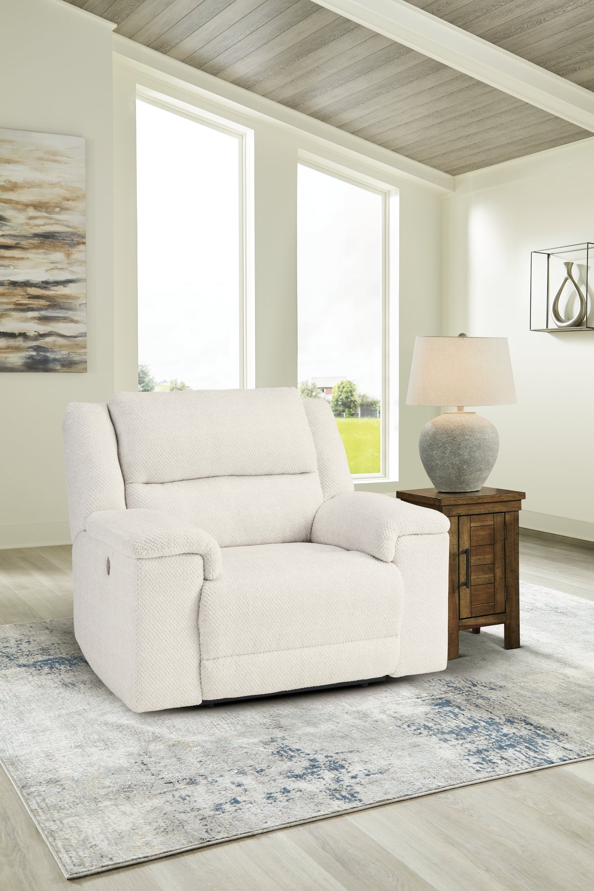 Mega Furniture - Ashley Furniture - Keensburg Living Room - Wide Seat Power Recliner / Linen - 6180782