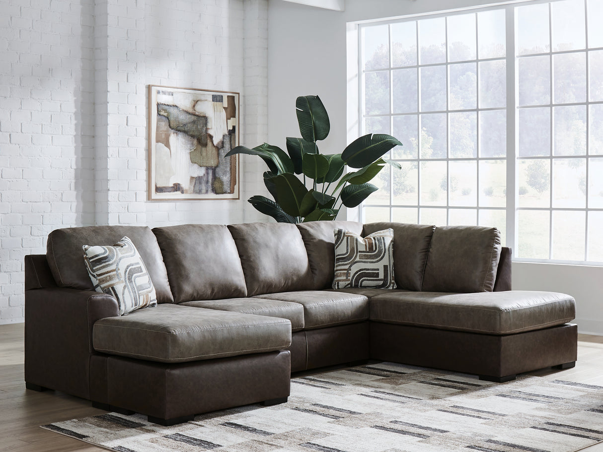 Mega Furniture - Ashley Furniture - Castille Way Sectional - LAF 2-Piece Sectional with Chaise / Fossil - PC62703S2