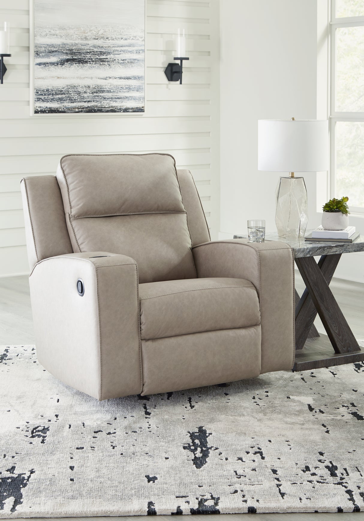Mega Furniture - Ashley Furniture - Lavenhorne Living Room - Rocker Recliner / Pebble - 6330725