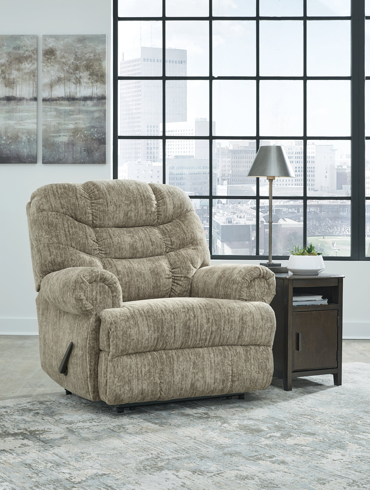 Mega Furniture - Ashley Furniture - Movie Man Living Room - Zero Wall Recliner / Taupe - 6380329