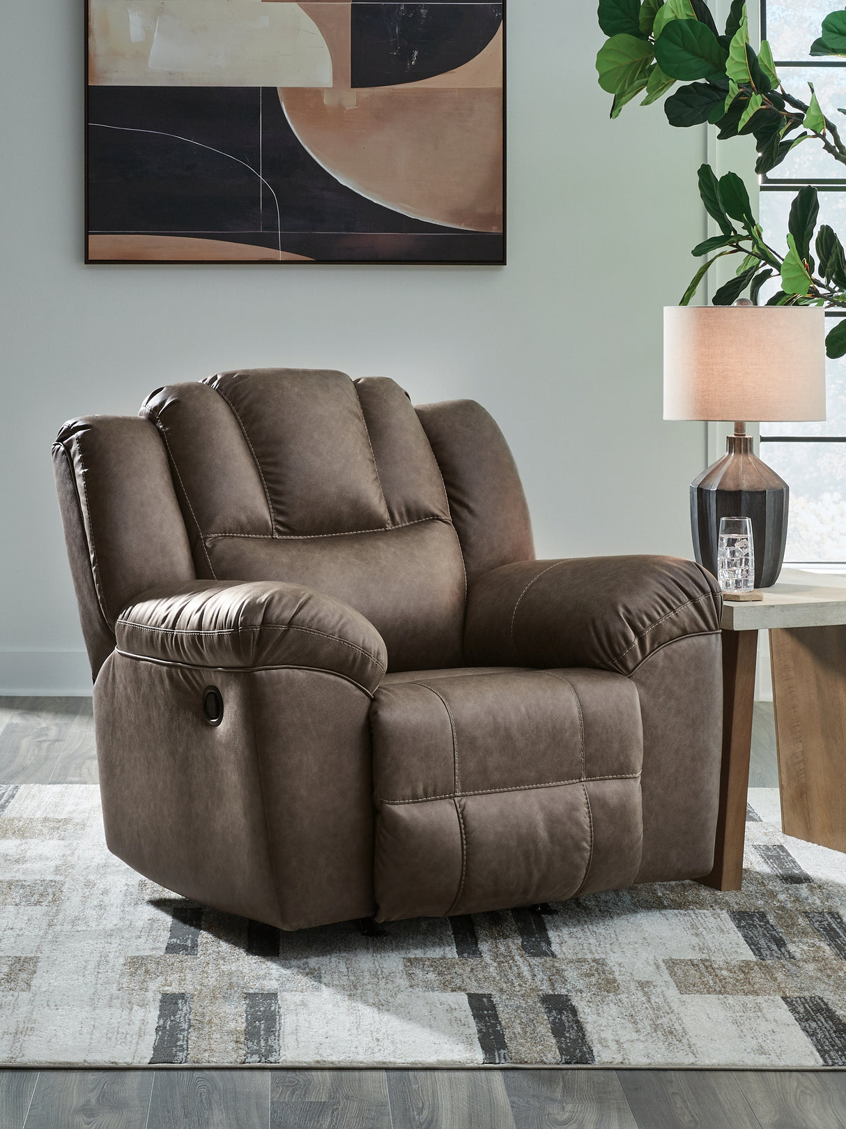 Mega Furniture - Ashley Furniture - Lowilla Living Room - Rocker Recliner / Driftwood - PC6450625