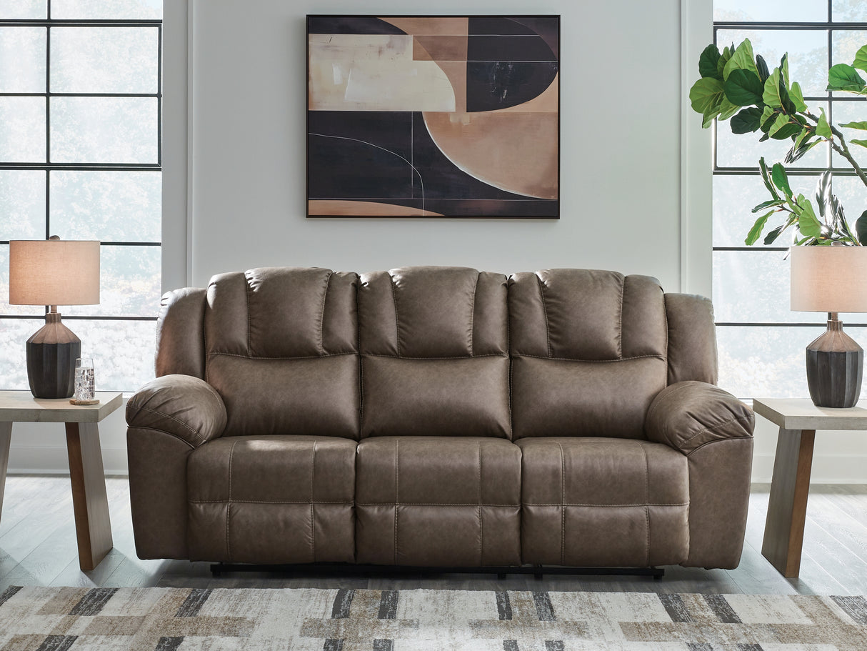 Mega Furniture - Ashley Furniture - Lowilla Living Room - Reclining Sofa / Driftwood - PC6450688