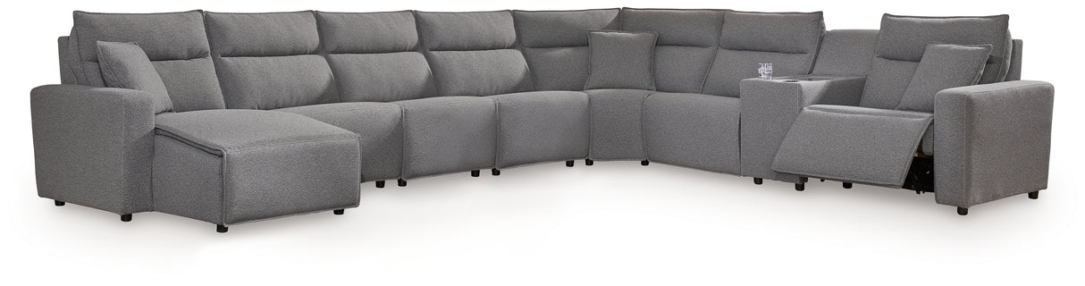 Mega Furniture - Ashley Furniture - ModMax II Sectional - 8-Piece Power Reclining Sectional with Console / Salt and Pepper - 65906S47