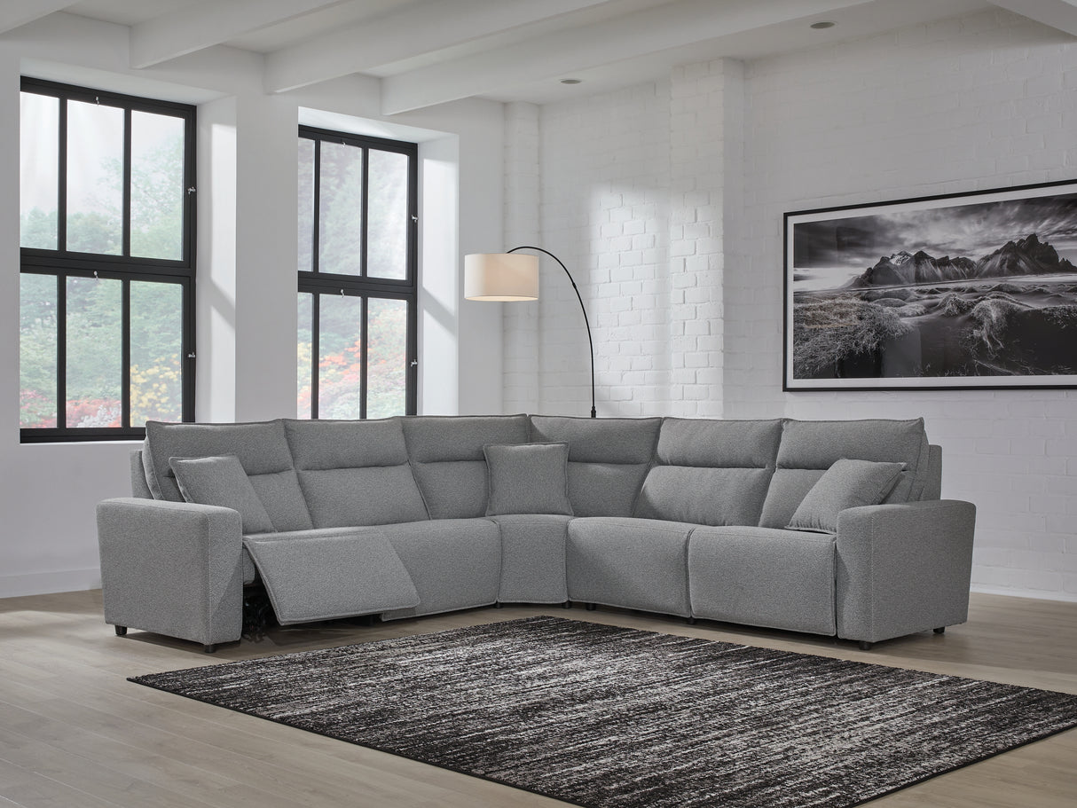 Mega Furniture - Ashley Furniture - ModMax II Sectional - 5-Piece Power Reclining Sectional / Salt and Pepper - 65906S8