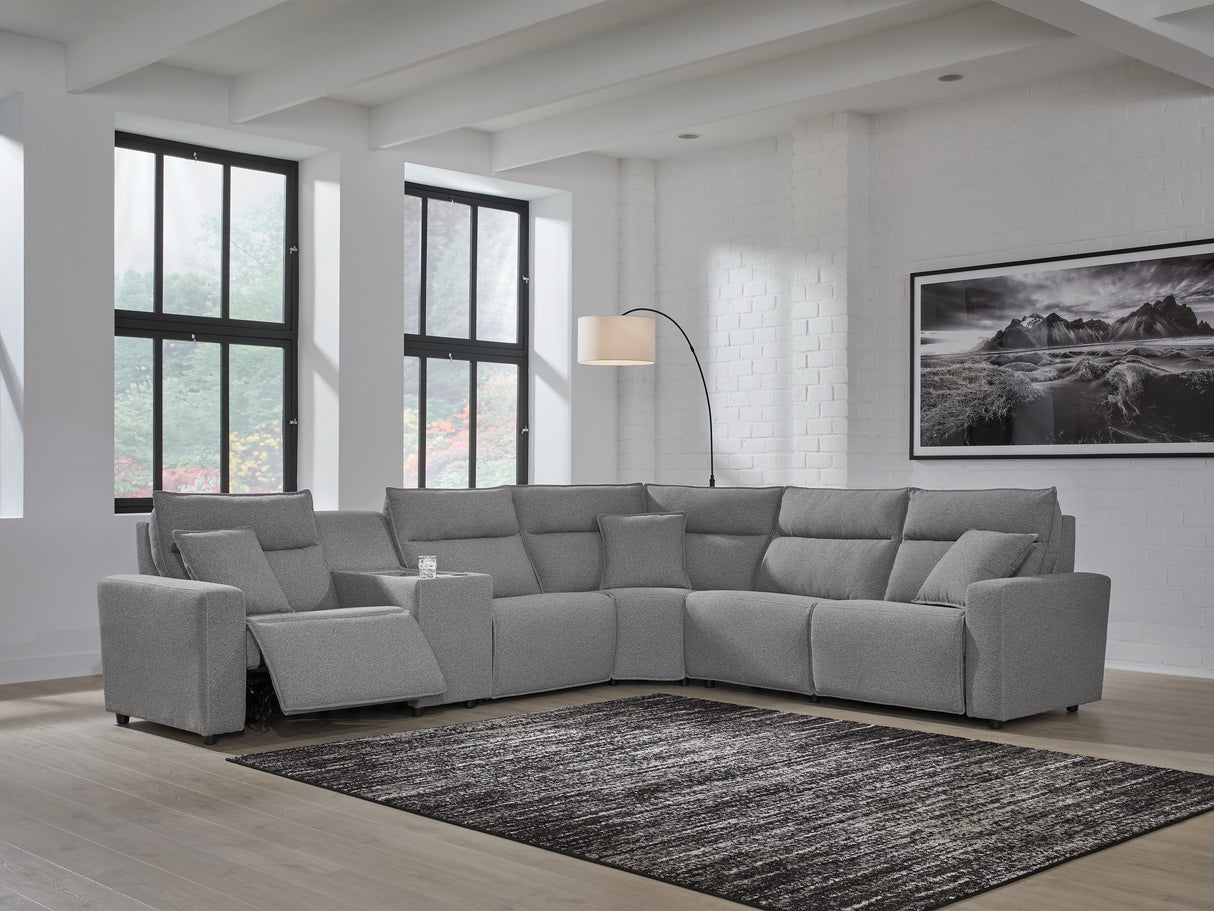 Mega Furniture - Ashley Furniture - ModMax II Sectional - 6-Piece Power Reclining Sectional / Salt and Pepper - 65906S10