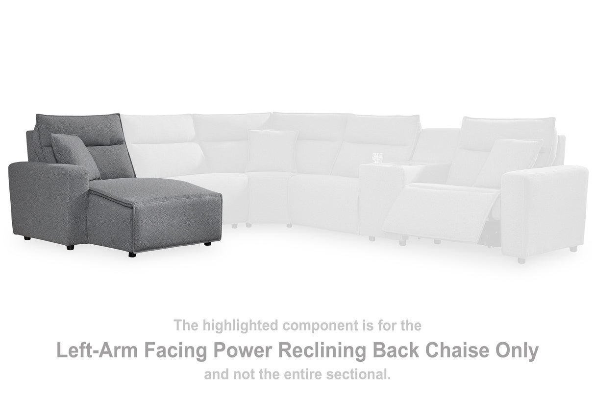 Mega Furniture - Ashley Furniture - ModMax II Sectional - LAF Press Back Power Chaise / Salt and Pepper - 6590679