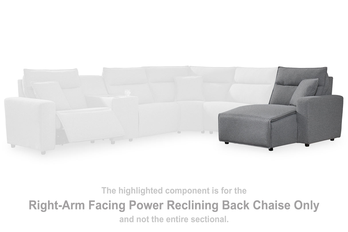 Mega Furniture - Ashley Furniture - ModMax II Sectional - RAF Press Back Power Chaise / Salt and Pepper - 6590697
