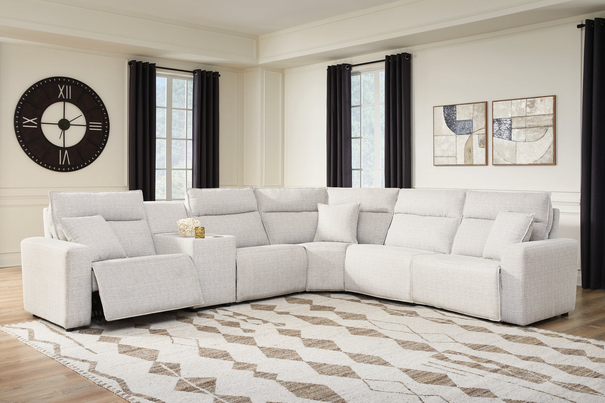 Mega Furniture - Ashley Furniture - ModMax II Sectional - 6-Piece Reclining Sectional with Console / Stone - 65907S36