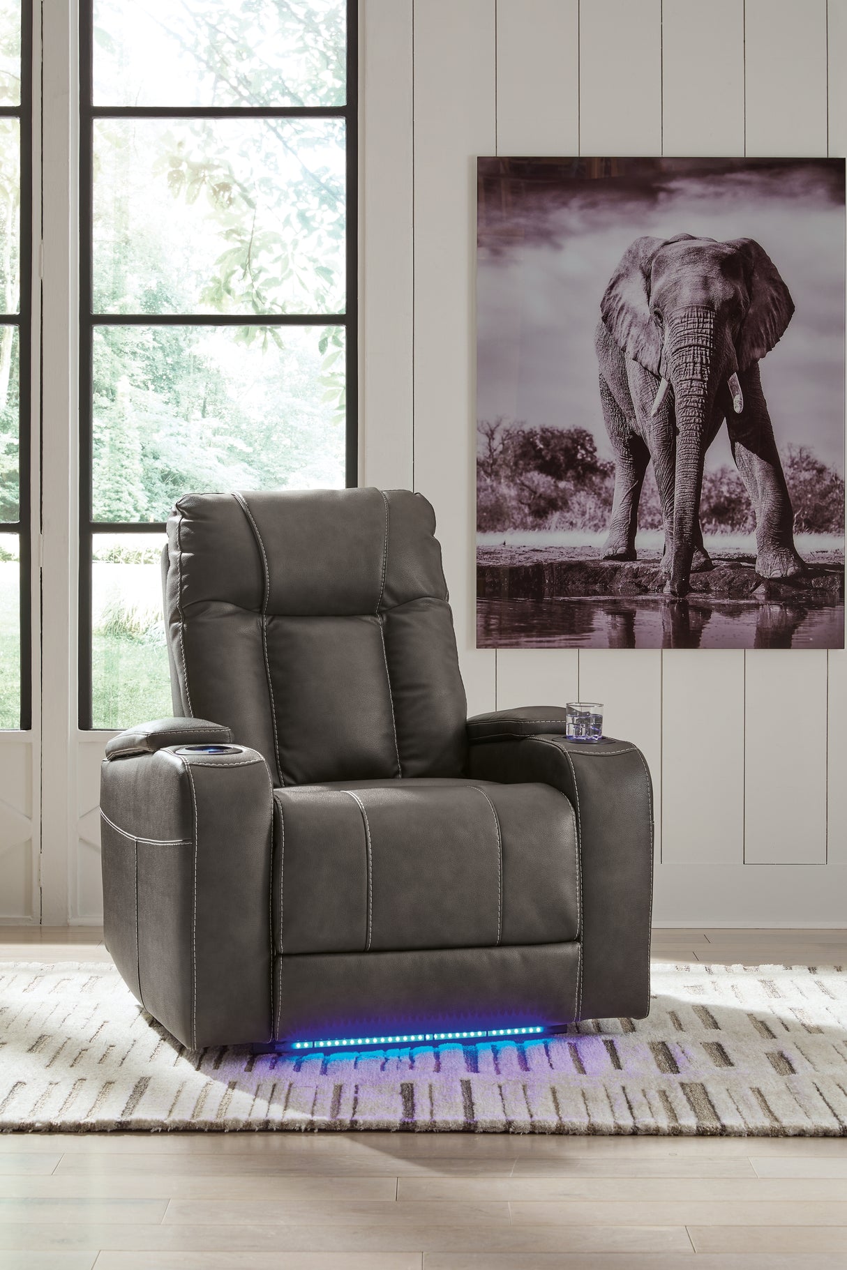 Mega Furniture - Ashley Furniture - Feazada Living Room - PWR Recliner/ADJ Headrest / Sapphire - 6620613