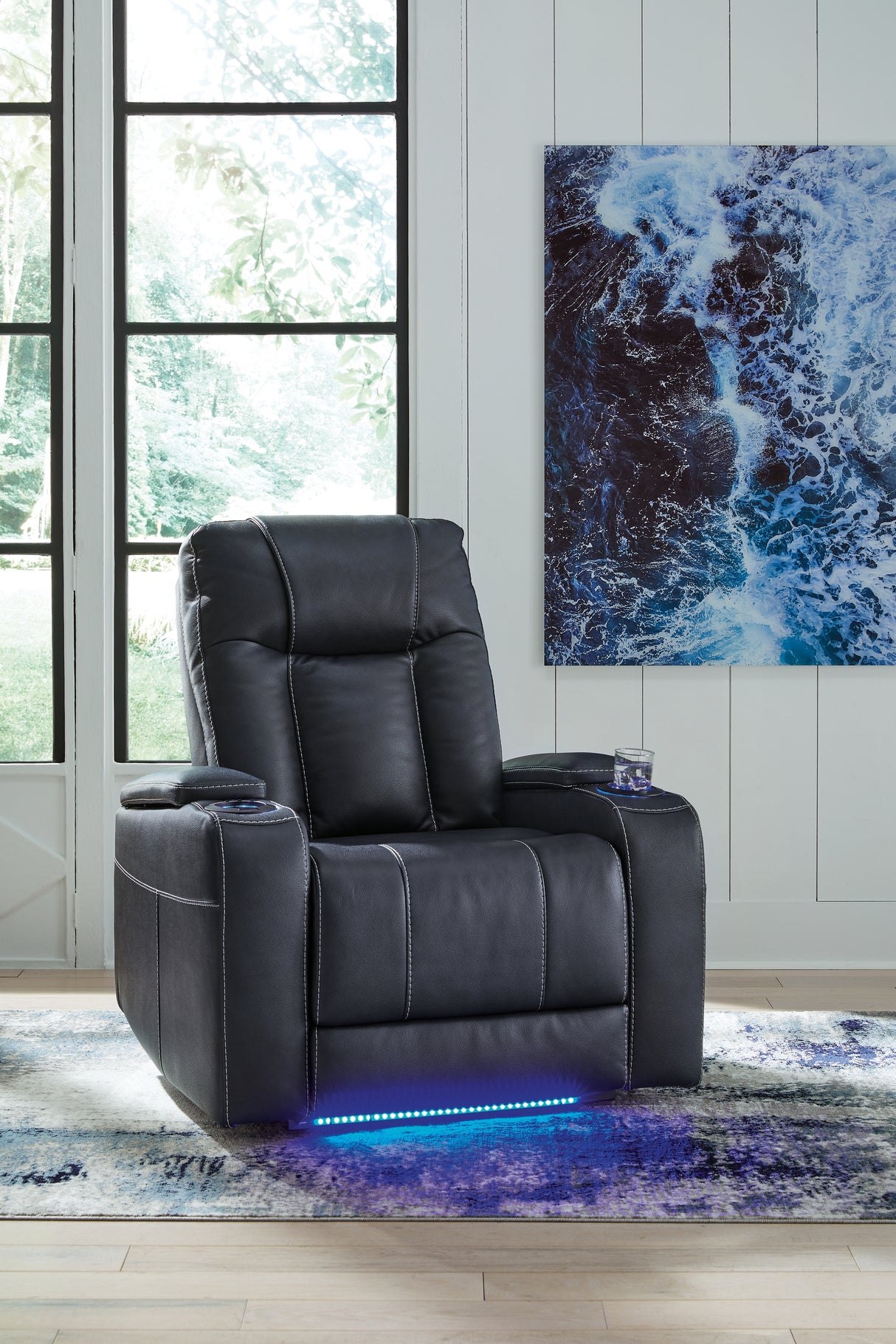 Mega Furniture - Ashley Furniture - Feazada Living Room - PWR Recliner/ADJ Headrest / Sapphire - 6620613