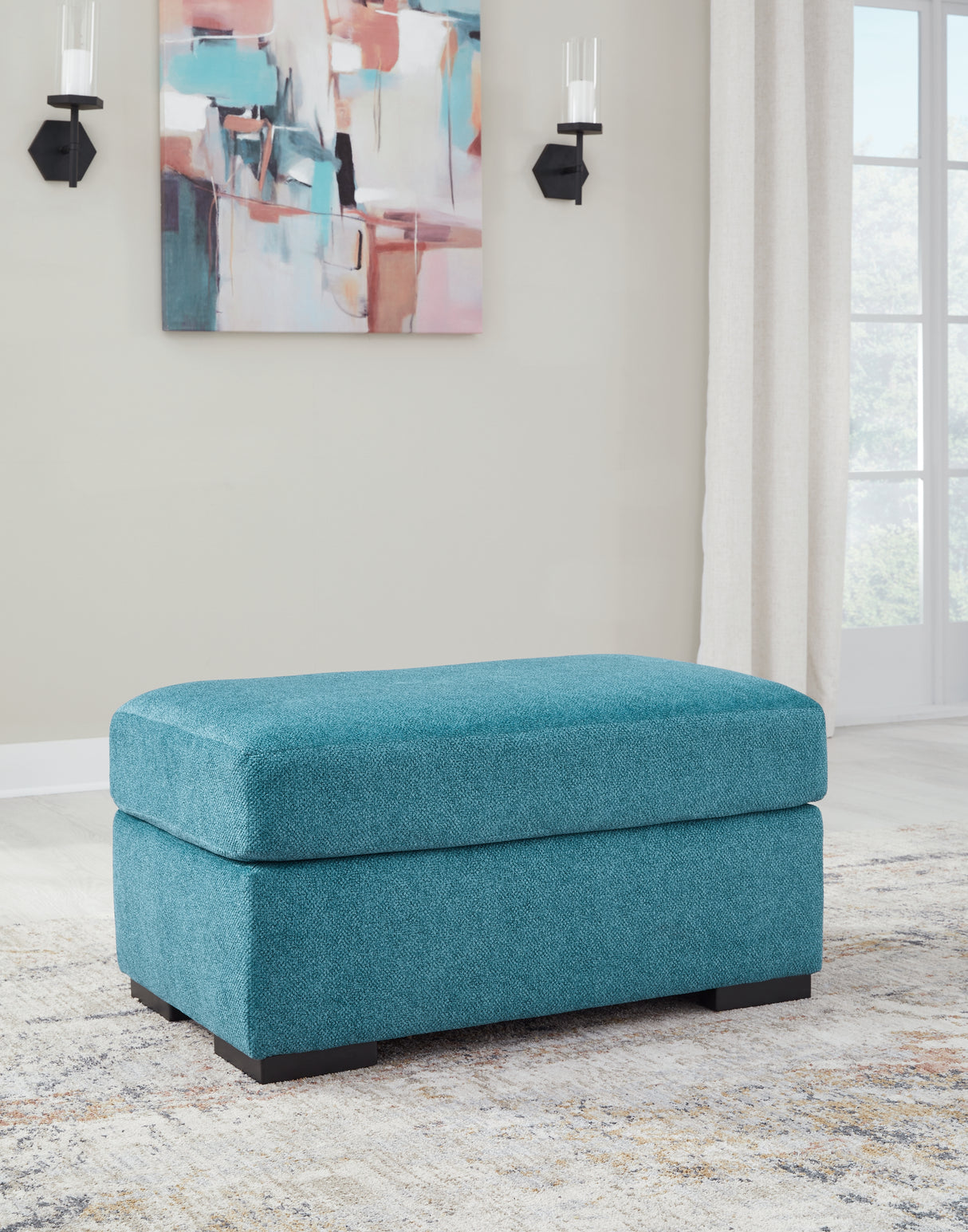 Mega Furniture - Ashley Furniture - Keerwick Living Room - Ottoman / Teal - 6750714