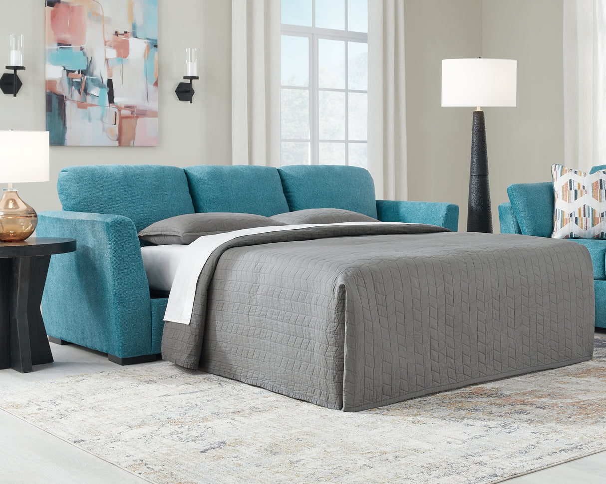 Mega Furniture - Ashley Furniture - Keerwick Living Room - Queen Sofa Sleeper / Teal - 6750739