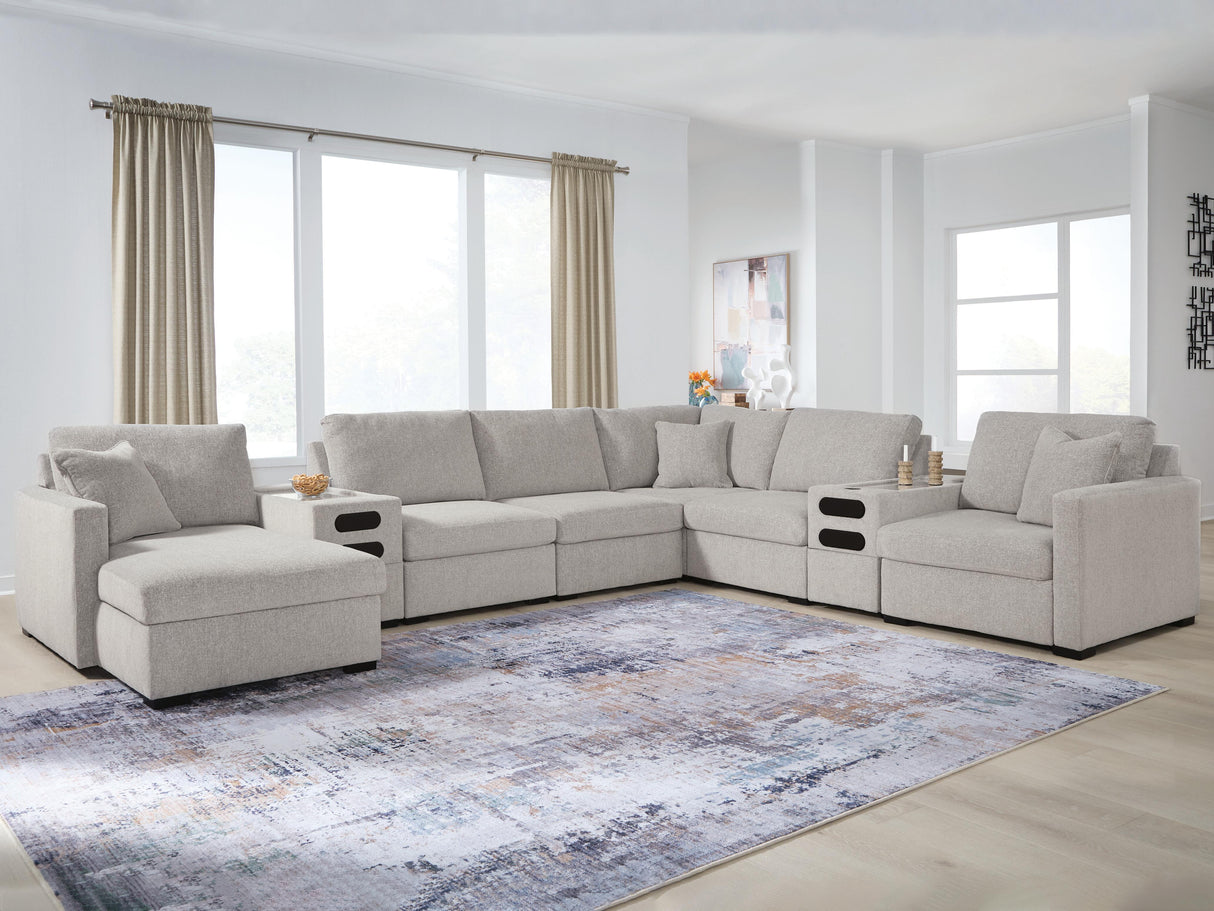 Mega Furniture - Ashley Furniture - ModMax Luxe Sectional - RAF 8-Piece Sectional with Chaise and Audio Consoles - 68605S41