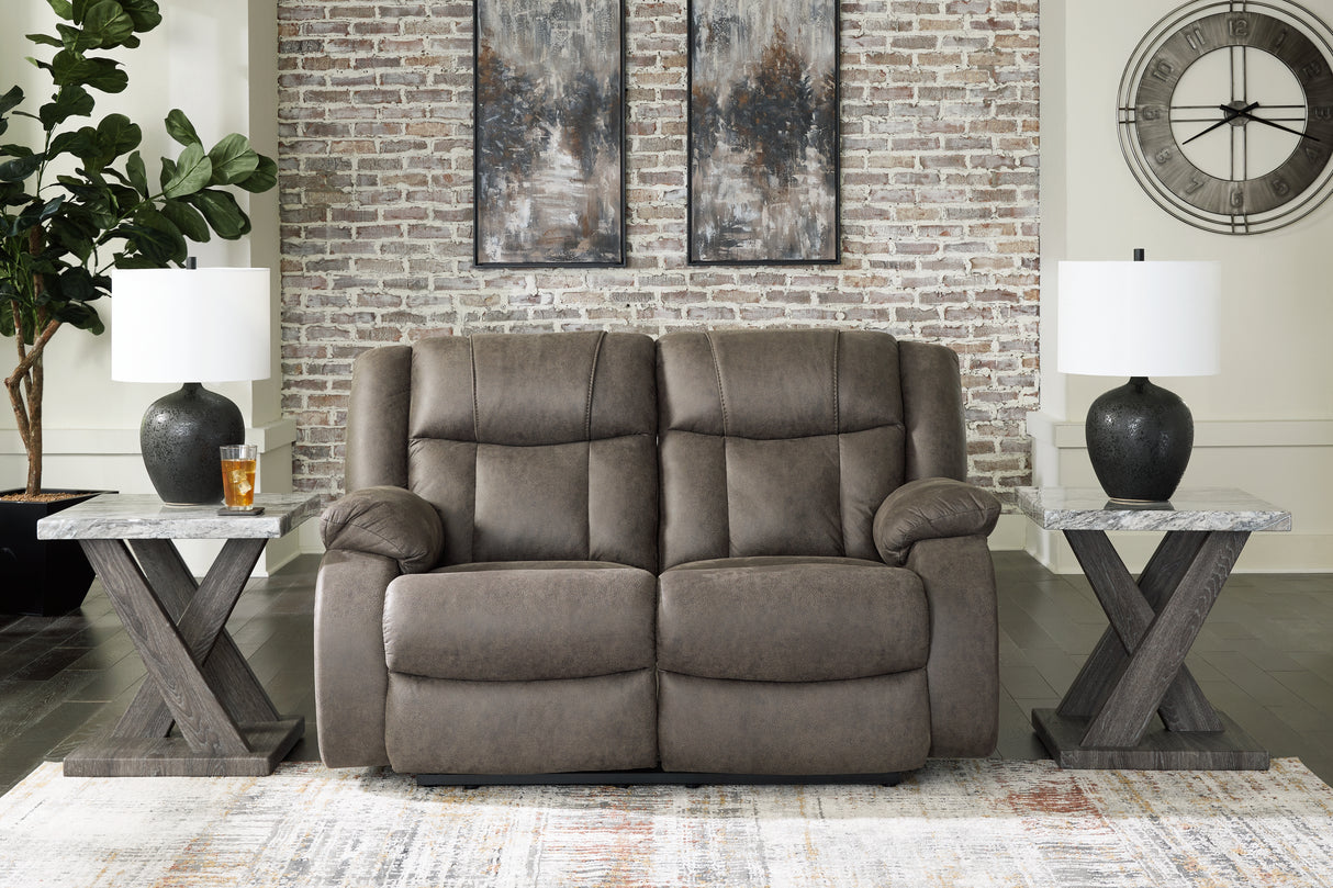 Mega Furniture - Ashley Furniture - First Base Living Room - Reclining Sofa / Gunmetal - 6880488