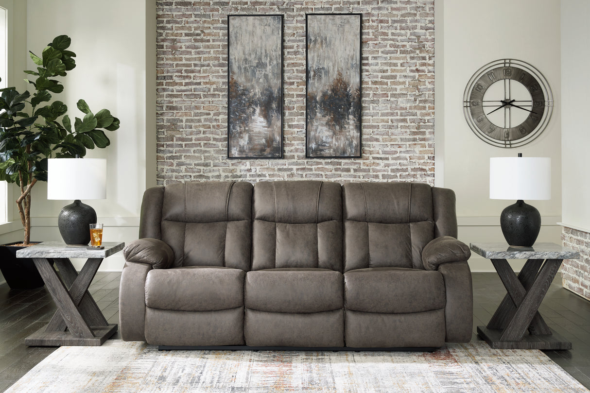 Mega Furniture - Ashley Furniture - First Base Living Room - Reclining Sofa / Gunmetal - 6880488