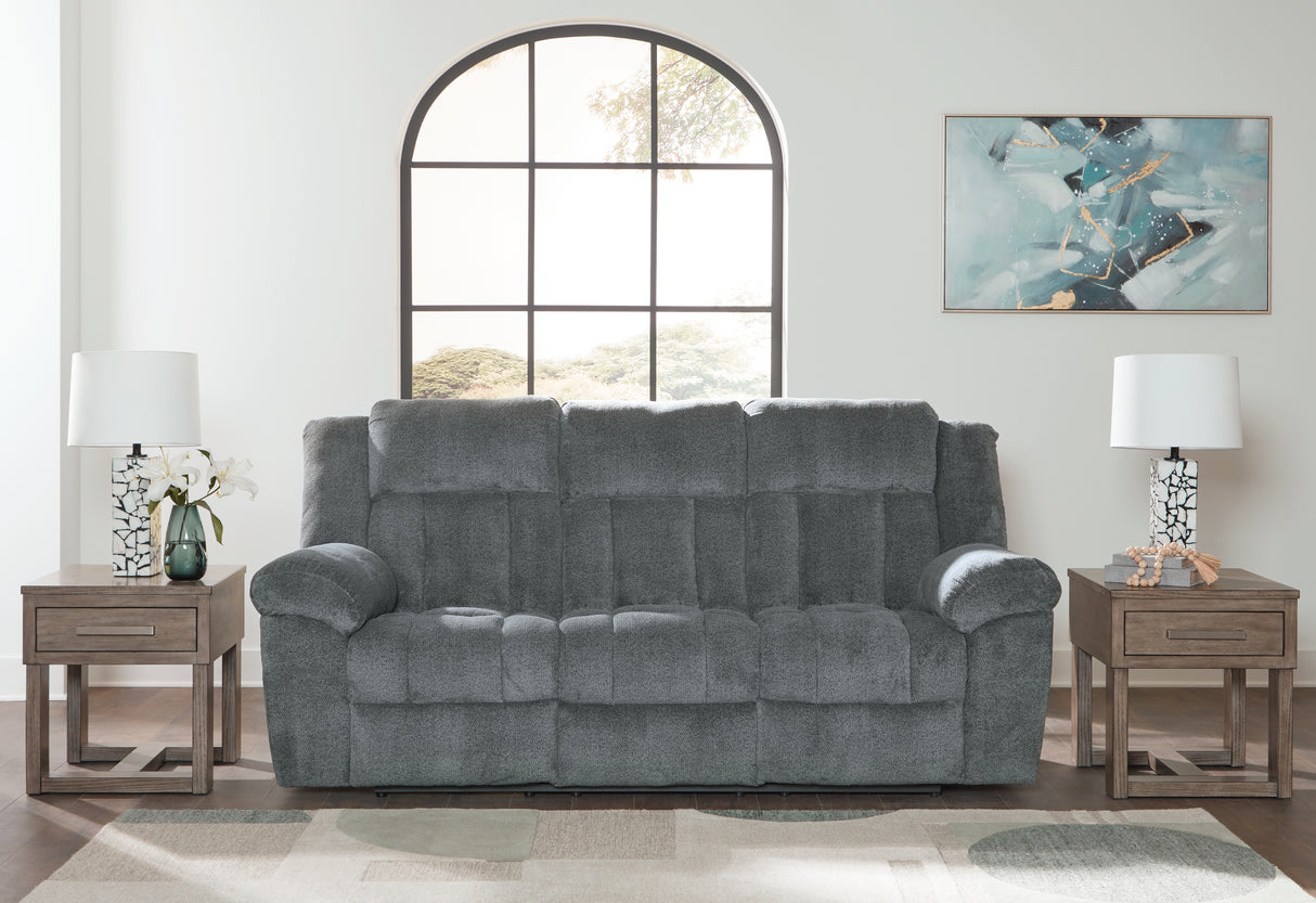Mega Furniture - Ashley Furniture - Tip-Off Living Room - PWR REC Sofa with ADJ Headrest / Slate - 6930415