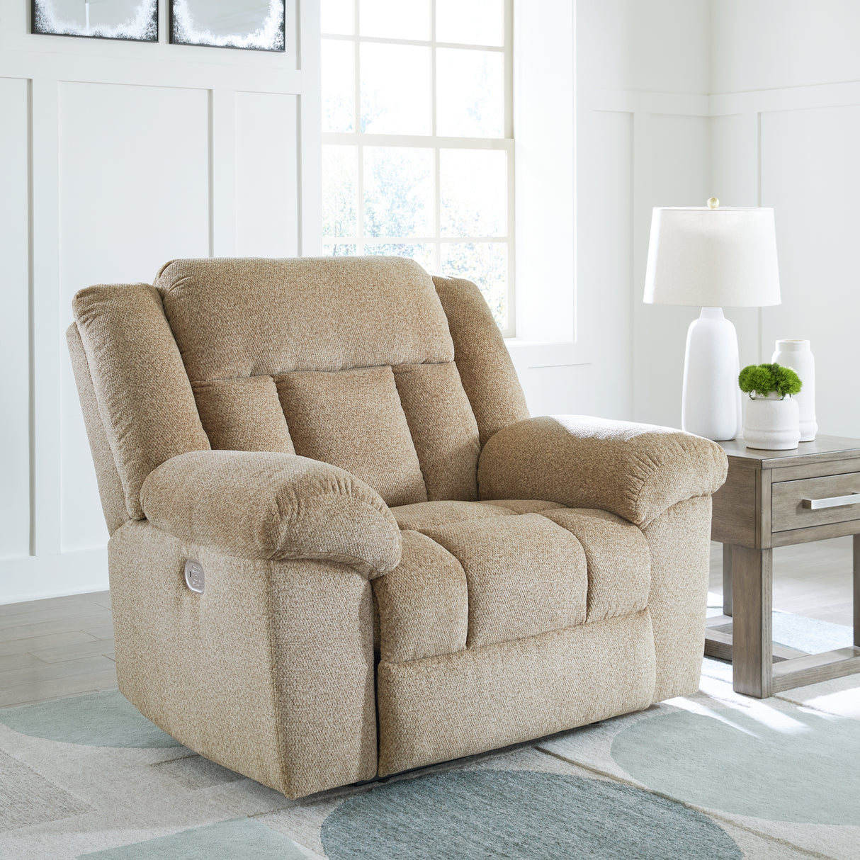 Mega Furniture - Ashley Furniture - Tip-Off Living Room - PWR Recliner/ADJ Headrest / Wheat - 6930582
