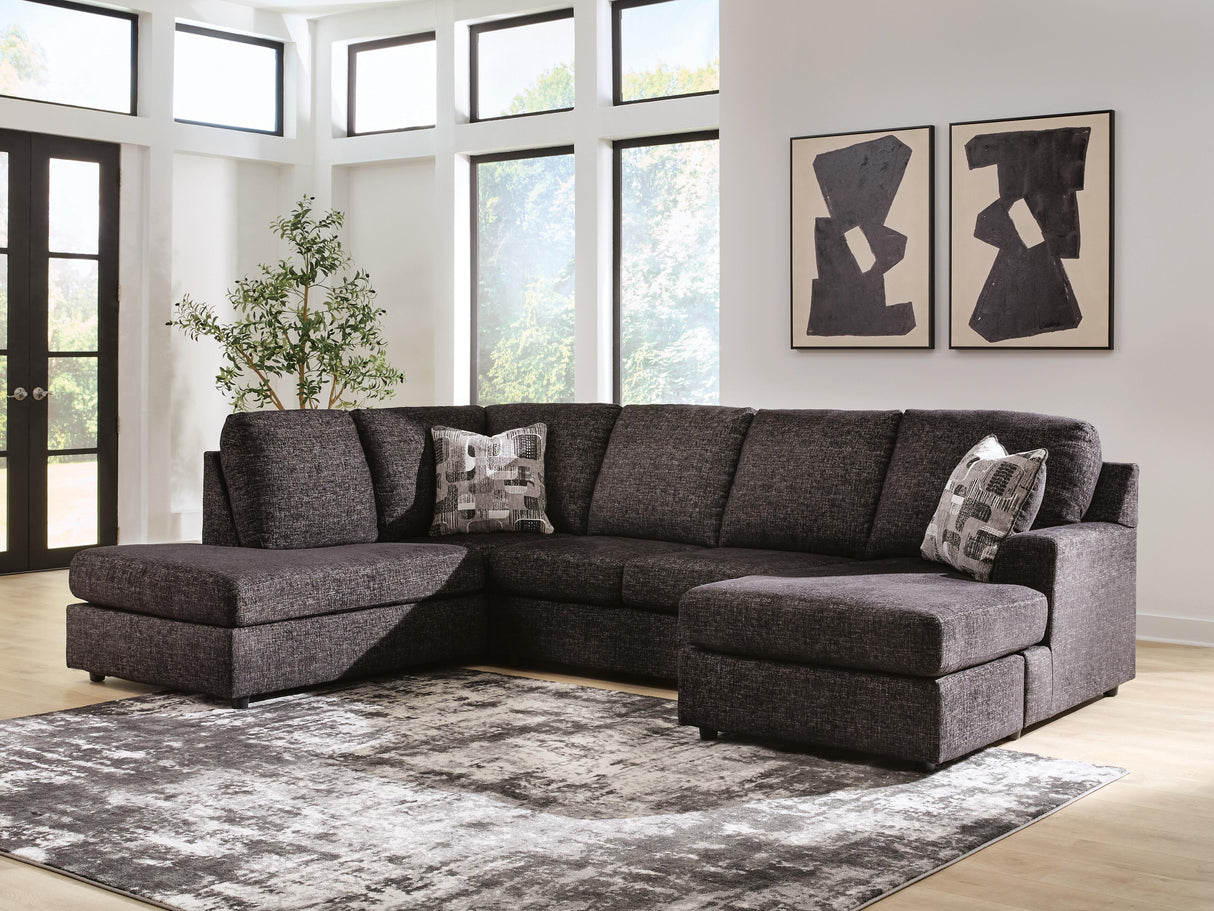 Mega Furniture - Ashley Furniture - Lentiz Sectional - RAF 2-Piece Sectional with Chaise / Onyx - PC73404S1