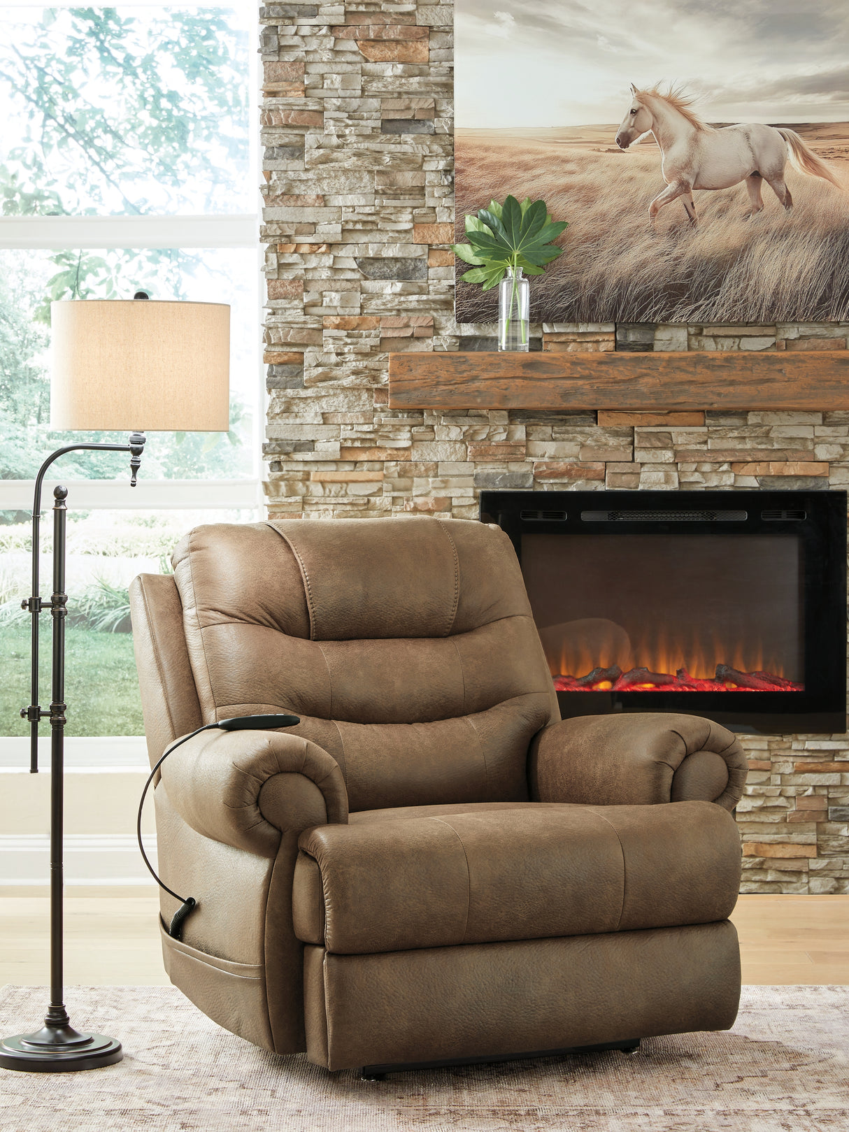 Mega Furniture - Ashley Furniture - Revived and Restored Living Room - Power Lift Recliner / Earth - PC8240712