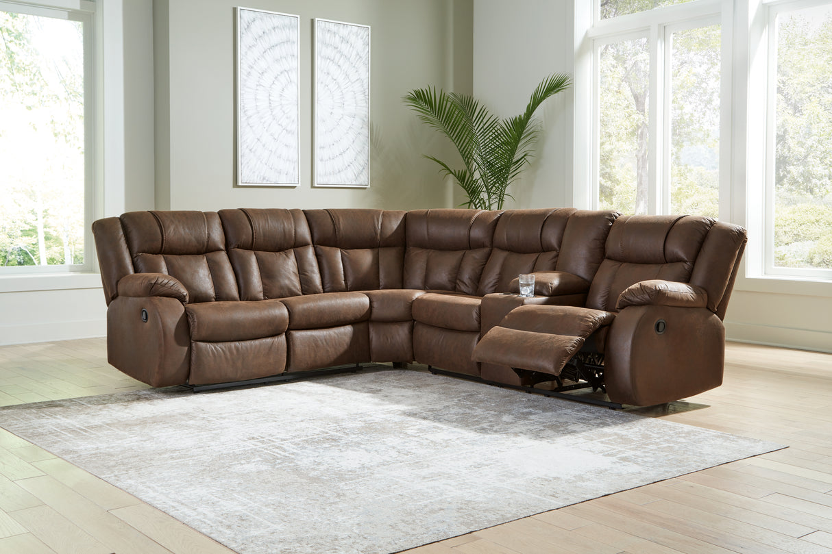 Mega Furniture - Ashley Furniture - Trail Boys Sectional - 2-Piece Reclining Sectional / Walnut - 82703S1